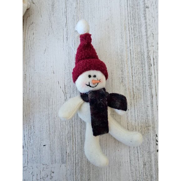 Plush folk art snowman set tree Xmas heart decor shabby chic - Picture 10 of 11